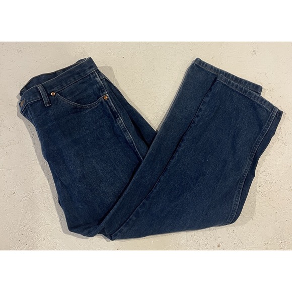 Wrangler Jeans Mens 38x29 Blue Denim Straight Leg Five Pocket Classic Western - Picture 1 of 10